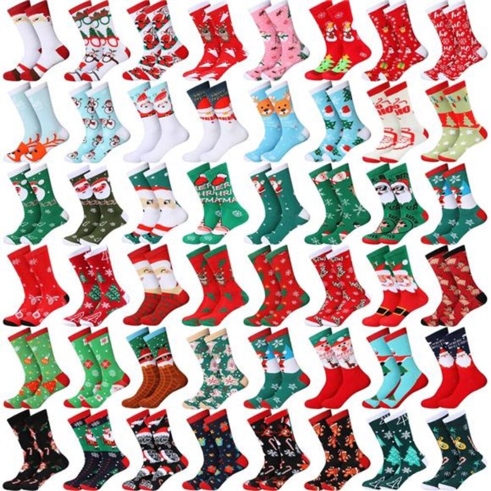 Handepo 48 Pairs Christmas‎ Socks for Men Women Bulk Gifts for Coworkers